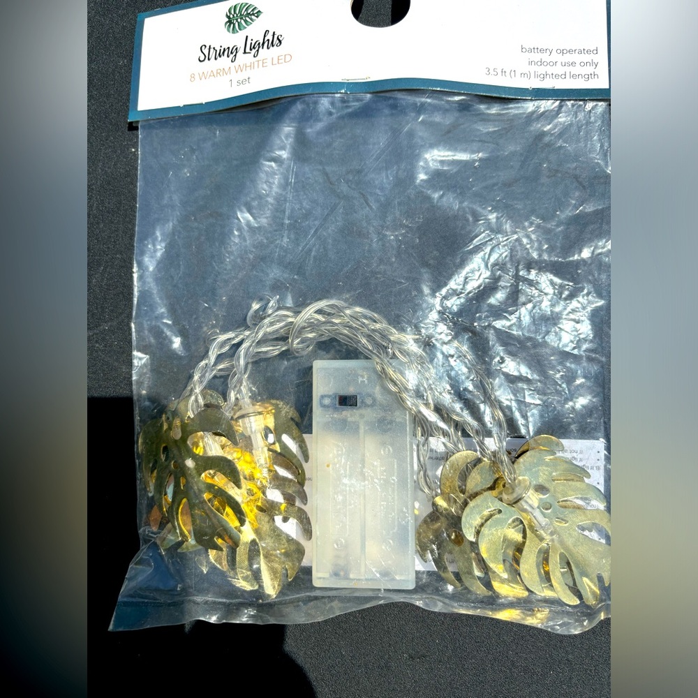 Gold Leaf String Lights,9 Set, Battery Operated 2AA, 3.5FT Length